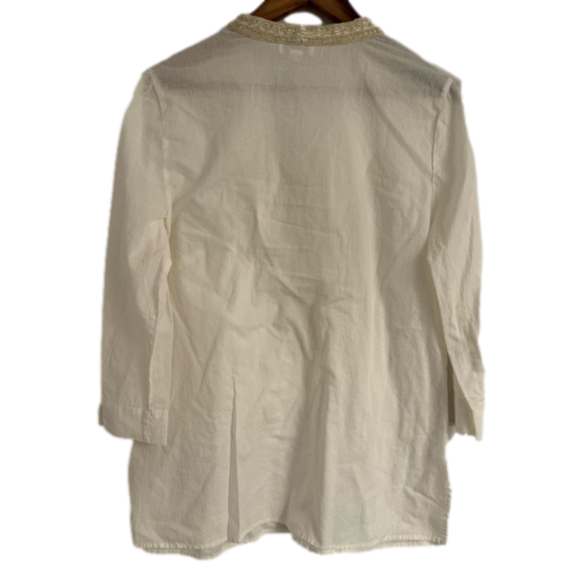 Charter Club Swim Women’s White and Gold Vneck Beach/Pool Coverup Size 16 - Picture 2 of 3